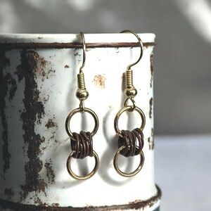 5 For $25💫Alternative Biker Chain Links Gold Brown Dangles Earrings